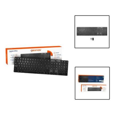 Imagem de Teclado Office Sem Fio Receptor USB 2,4GHz 108 Teclas ABNT2 - GeoNav