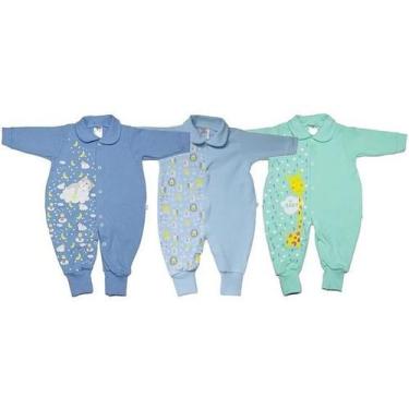 Imagem de Macacão de Bebê Estampa e Cores de Menino Vem Com 3 Peças  - Facina Sh