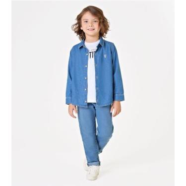 Imagem de Calça Infantil Reta Menino Jeans Trick Nick Azul, 10, Azul