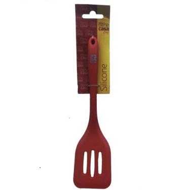 Imagem de Espátula de silicone vazada 28cm x 7 cm Bene Casa Chef, Vermelha