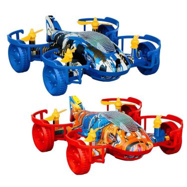 Imagem de Avião de Brinquedo Tubarão DMT6909 Giro 360 graus  com Luzes e Som em Plástico DM Toys