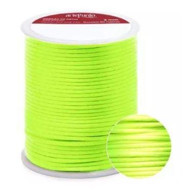 Imagem de Cordão de cetim 2mm arte punto cd001 cor 164 amarelo neon 50 metros - 