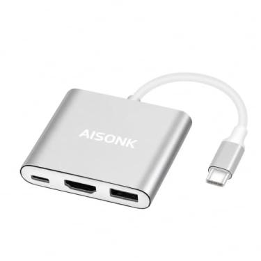Imagem de AISONK Adaptador USB-C para HDMI, USB 3.1 tipo C para HDMI 4K multiportas conversor AV com porta USB 3.0 Mac HDMI, adaptador USB-C Digital AV multiportas para MacBook Pro/S8+/S9+/Projetor/monitor
