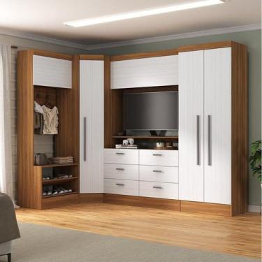 Imagem de Quarto Completo Viena 5 Portas 6 Gavetas 4 Peças Espresso Móveis Marro