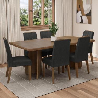 Imagem de Conjunto Sala de Jantar Tampo de Madeira 6 Cadeiras Rustic/Oxford Sarl