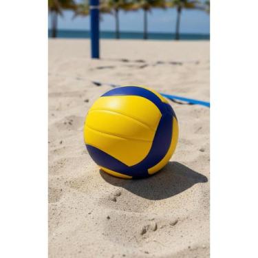 Imagem de Bola Vôlei Profissional Microfibra Amarela Azul T5 FIVB - Congratulati