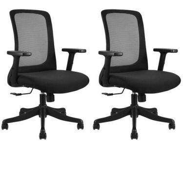 Imagem de Kit 2 Cadeiras para Escritório Diretor Office NR17 Boston Preto Rivatt