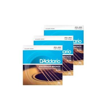 Imagem de Kit 3 UND Enc. Violão D'addario EJ16 .012 Aço P. Bronze