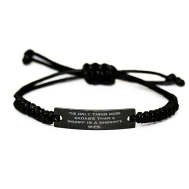 Imagem de Bracelete de corda preta Nice Wife, The Only Thing More Badass Than a Sheriff is a Sheriff's Wife Presente para esposa, Presentes exclusivos do marido