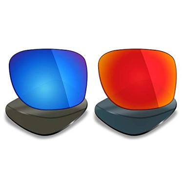 Imagem de Mryok 2 pares de lentes polarizadas de substituição para óculos de sol Oakley Holbrook – Opções, Vermelho fogo e azul gelo, One Size