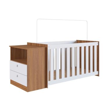 Imagem de Conjunto de Berço com Cômoda Aconchego 2 GV Branco e Nogal
