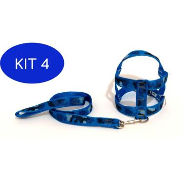 Imagem de Kit 4 Conjunto guia com peitoral 25 mm azul tamanho 3