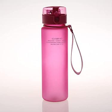 Imagem de 400/560 ml de bebida de garrafa de água de plástico copo com tampa de glampe (Capacity : 560ml, Color : Pink)