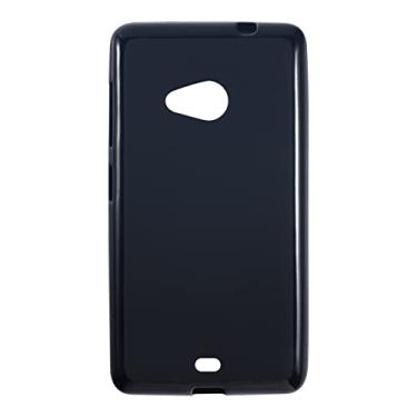 Imagem de Capa para Nokia Lumia 535, Capa traseira TPU macia à prova de choque de silicone anti-impressões digitais Capa protetora de corpo inteiro para Nokia Lumia 535 (5,00 polegadas) (Preto)