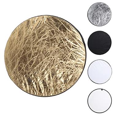 Imagem de Refletor de disco redondo dobrável, refletor de luz redondo dobrável claro leve portátil com bolsa de armazenamento para fotografia de retrato para exterior para interior