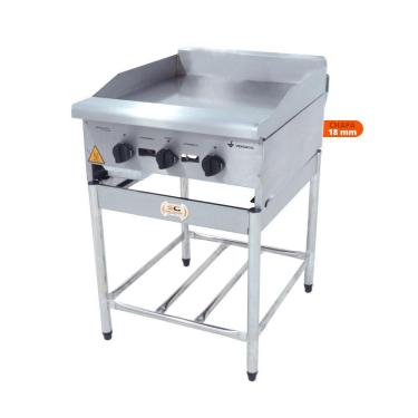 Imagem de Chapa Americana Profissional 60cm a Gás 18mm Lisa Inox com Pé CGP60 - Venâncio