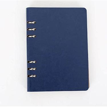 Imagem de A5 Clássico Caderno Recarregável Bolso Solto Couro 6 Furos Anéis Caderno Diário Capa Dura Diário Caderno de Negócios, Azul Profundo, 4 peças