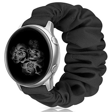 Imagem de Pulseiras de relógio Scrunchies de 22 mm com elástico fofo para mulheres com barra de liberação rápida, pulseira de tecido para Samsung Galaxy Active, Active 2 40 mm 44 mm Smartwatch, Small, A-Black