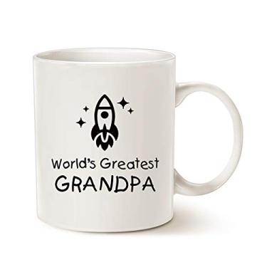 Imagem de MAUAG Caneca de café Funny Grandpa, Worlds Greatest Grandpa Rocket Ship Cup branca 325 ml, melhores presentes de aniversário para vovô, avô