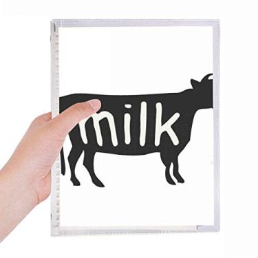 Imagem de Caderno de folhas soltas com contorno de vaca e animais pretos recarregáveis, diário de papelaria