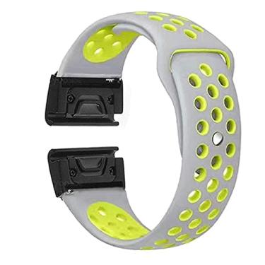 Imagem de KAPPDE 26 22mm Sport Watch Band Straps para Garmin Fenix 7 7X Quick Release Strap Silicone Pulseira (Cor: Cinza Amarelo, Tamanho: 26MM Fenix 7X)