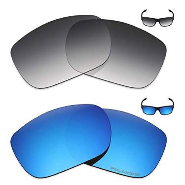 Imagem de Mryok+ 2 pares de lentes polarizadas de substituição para óculos de sol Oakley Two Face – Cinza dégradé Tint/Azul gelo