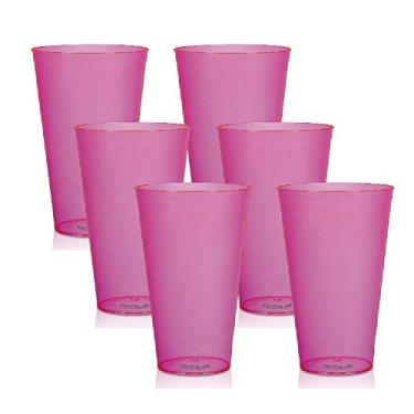 Imagem de Kit 6 Copos Big Drink Rosa 550 ml Acrílico Poliestireno