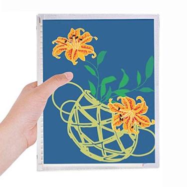 Imagem de Caderno apanês de flores amarelas da PaintingJ com folhas soltas e diário recarregável