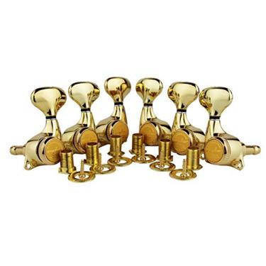 Imagem de Guyker Sintonizadores de trava de guitarra (3L + 3R) – 1:21 Conjunto de chaves de ajuste de corda de trava de substituição para guitarras elétricas, folclóricas ou acústicas estilo ST TL SG LP – Dourado