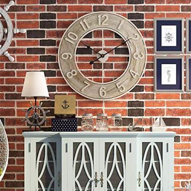Imagem de Relógio de parede grande, relógio vintage industrial europeu com algarismos romanos, relógio decorativo de metal operado por bateria silencioso interno para casa, loft, sala de estar, cozinha - 24"