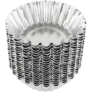 Imagem de YONII 20 moldes de torta de ovos de alumínio para cupcake, bolo, bolo, bolo, pudim, molde forrado, formas de estanho, utensílios de cozinha, P