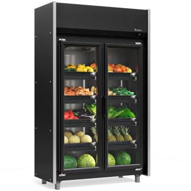 Imagem de Refrigerador Vertical Hortifruti 2 Portas de Vidro All Black GEAS2PLB Gelopar