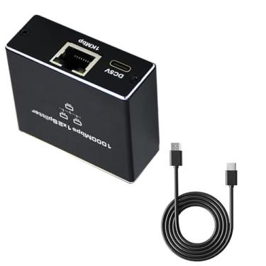 Imagem de MOUDOAUER Divisor de rede 1 entrada e 2 saídas, adaptador divisor de Internet RJ45 1000Mbps conector divisor de alta velocidade para cabo Cat 5/5e/6/7/8