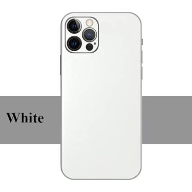 Imagem de For Apple iPhone 13 12 14 mini Pro Plus Max Back Simulation Metal Decal Rear Skin Sticker Matte Screen Protector Film Guard (Not a Case) (For iPhone 14 Plus,White)