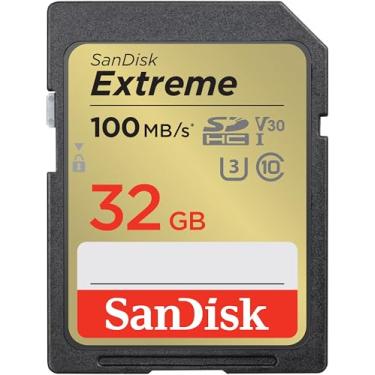 Imagem de SanDisk Cartão de memória 32GB Extreme SDHC UHS-I - C10, U3, V30, 4K, UHD, cartão SD - SDSDXVT-032G-GNCIN