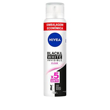 Imagem de NIVEA Desodorante Antitranspirante Aerossol Invisible Black & White Clear 200ml - Proteção eficaz de 48 horas contra suor e mau odor, elimina 99,9% das bactérias e evita manchas em roupas