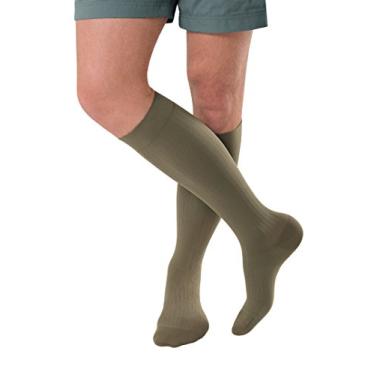 Imagem de JOBST forMen Meias de compressão caneladas na altura do joelho com tecnologia SoftFit, 20-30 mmHg, bico fechado, 3 longos, cáqui