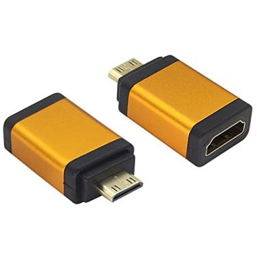 Imagem de AAOTOKK Adaptador HDMI para Mini HDMI concha de liga de alumínio Mini HDMI macho para HDMI fêmea conector de cabo 4K 60Hz compatível com Raspberry Pi, câmera, filmadora, DSLR, tablet, placa de vídeo