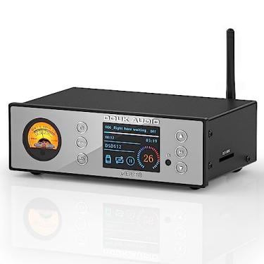 Imagem de Douk Audio C100 PRO Mini Transmissor de música Bluetooth de alta resolução pré-amplificador DAC com USB óptico XLR - ESS9038 DSD512 e medidor VU e visor de LED e controle remoto para amplificador,