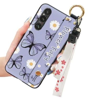 Imagem de Capa de telefone traseira de silicone em gel TPU com estampa de borboleta de margarida e borboleta para Sony Xperia Series (Sony Xperia 1 V)