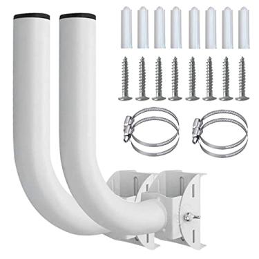 Imagem de Suporte universal de ponte sem fio, acessório de montagem em poste J para antena de TV externa, suporte de poste e montagem na parede para ponto de acesso externo AP Client Bridge CPE (pacote com 2)
