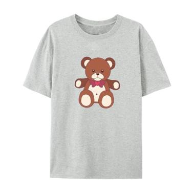 Imagem de Camiseta Love Graphics para homens e mulheres Urso Funny Graphic Shirt for Friends Love, Cinza claro, M