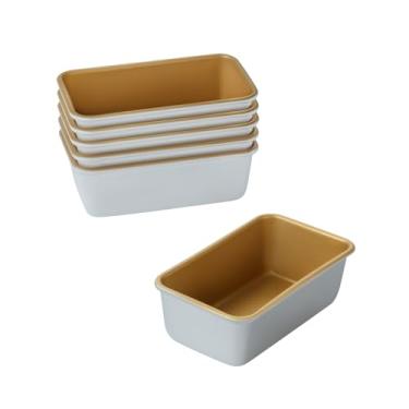Imagem de Conjunto de assadeira para brownie oblongo antiaderente FOR BAKE - pacote com 6 mini formas de bolo e pão de alumínio dourado, 10 x 3,5 x 5 cm - Combinação sem xícara única e empilhável