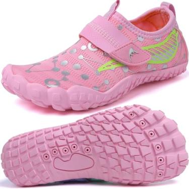 Imagem de Quickshark Sapatos aquáticos infantis meninos meninas meias aquáticas leves de secagem rápida sem cadarço tênis para praia piscina natação (bebê/criança pequena/criança grande), 7 - rosa, 3 Big Kid