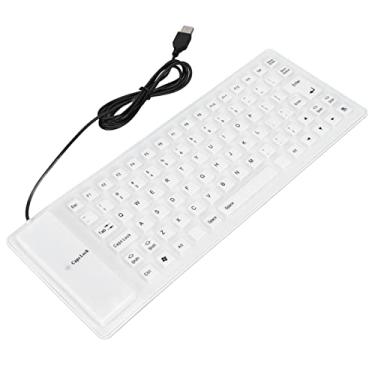 Imagem de Teclado dobrável, teclado de silicone com fio USB design totalmente selado leve portátil para PC Notebook (branco)
