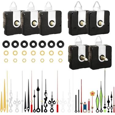 Imagem de 7 peças de relógio de quartzo de alto torque com mecanismo de movimento e relógio de substituição com 10 pares diferentes de relógios de mão para trabalhos manuais, peças de relógio, comprimento do eixo 12 mm, 15,5 mm, 21,5 mm