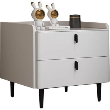 Imagem de Cômoda noturna para quarto Mesa lateral moderna com gavetas - Pequena mesa de cabeceira branca para quarto, sala de estar, sofá - Móveis de quarto e mesa de cabeceira, B-branco, 50 * 40 * 50
