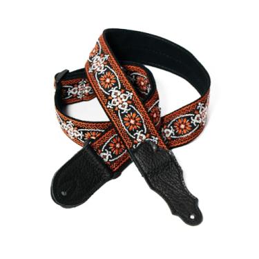 Imagem de Franklin Strap - Retrô Folk de 5 cm – Alça de guitarra – Laranja com aba preta