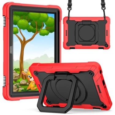 Imagem de Capa giratória de 360 graus para Kindle Fire HD 8/HD 8 Plus 2020, capa híbrida 2 em 1 com alça de ombro (RD-BK, Fire HD 8 Plus 2020)