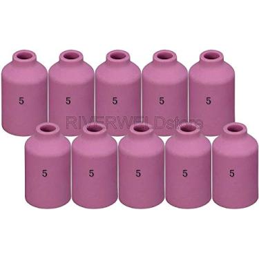 Imagem de RIVERWELD TIG Lente a gás bocal de alumina copo de cerâmica 54N17 (#5, 5/16") para tocha de soldagem WP 17 18 26 TIG pacote com 10